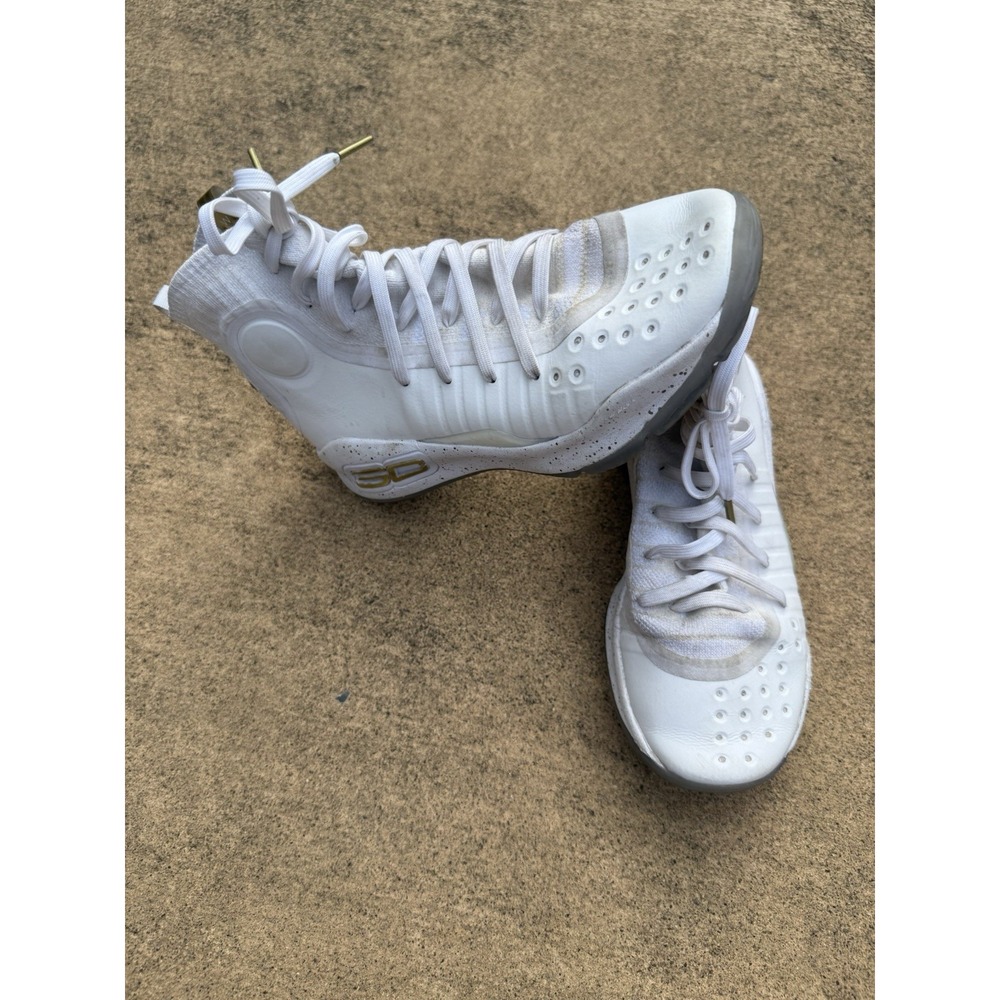 2017 Under Armour Curry 4 "Finals" White Ice US Boys 3.5Y Gold Basketball Shoes